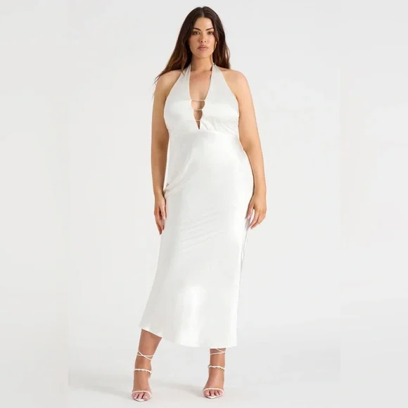 chinese dress ladies Amoure Gold Diamond Halterneck Maxi Dress – Denoa Label